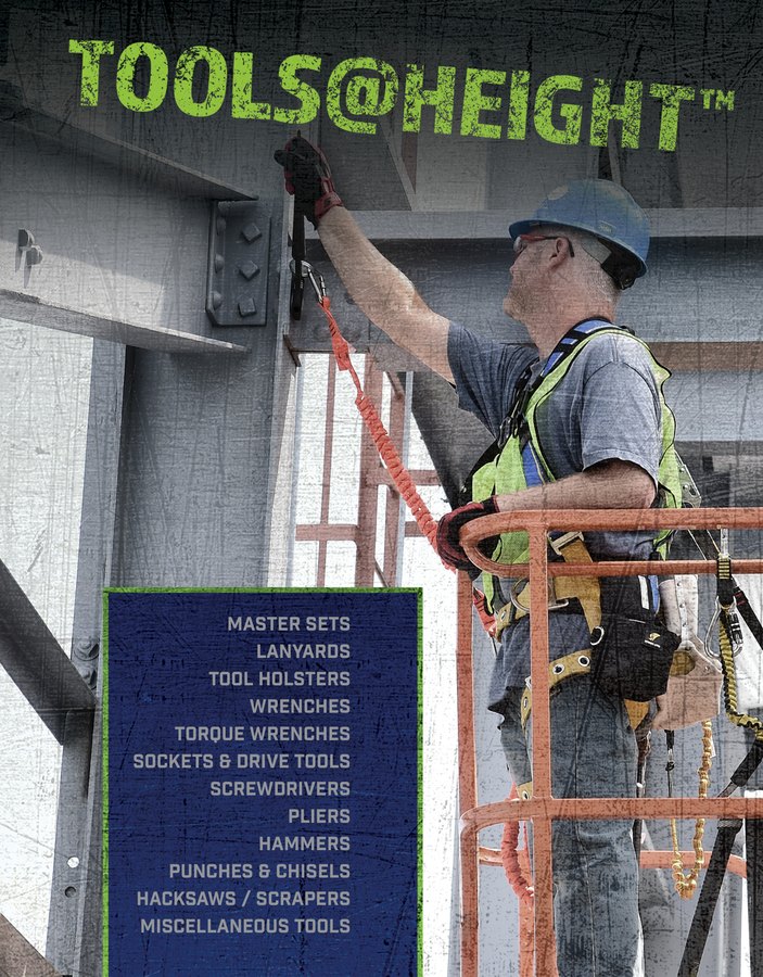 Cover of the Williams Tools@Height catalogue, showing an ironworker with a tethered tool